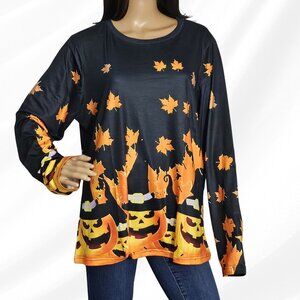 2/$30 ShallWe Fall Leaves Pumpkin Long Sleeve Top 2XL NWT